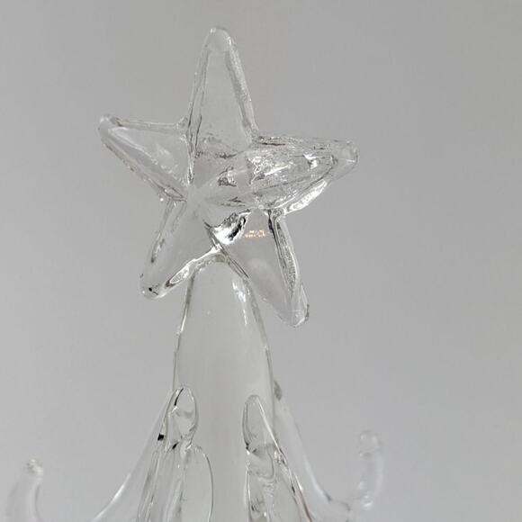 Swung Art Glass Clear Christmas Tree Holiday Decor Mini Ornaments Artisan Gift - Picture 11 of 14